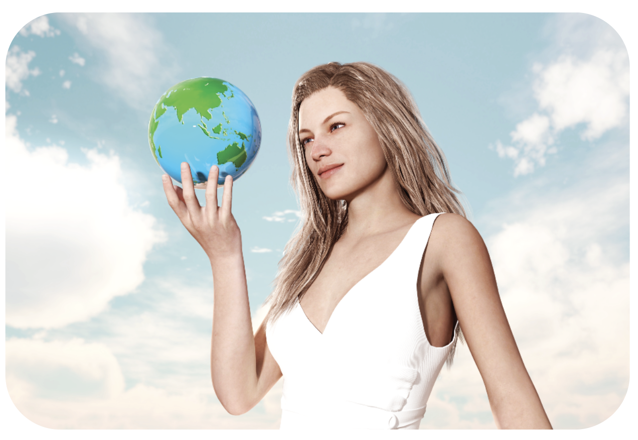 Girl holding a world globe on her right hand